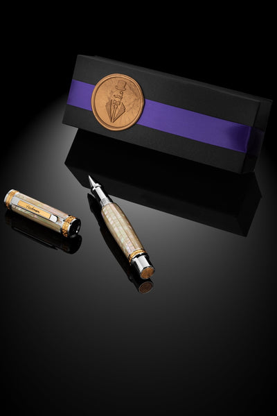 Pitchman Closer LUXE White Mother of Pearl Rollerball Pen with Premium Gift Wrapping. 
