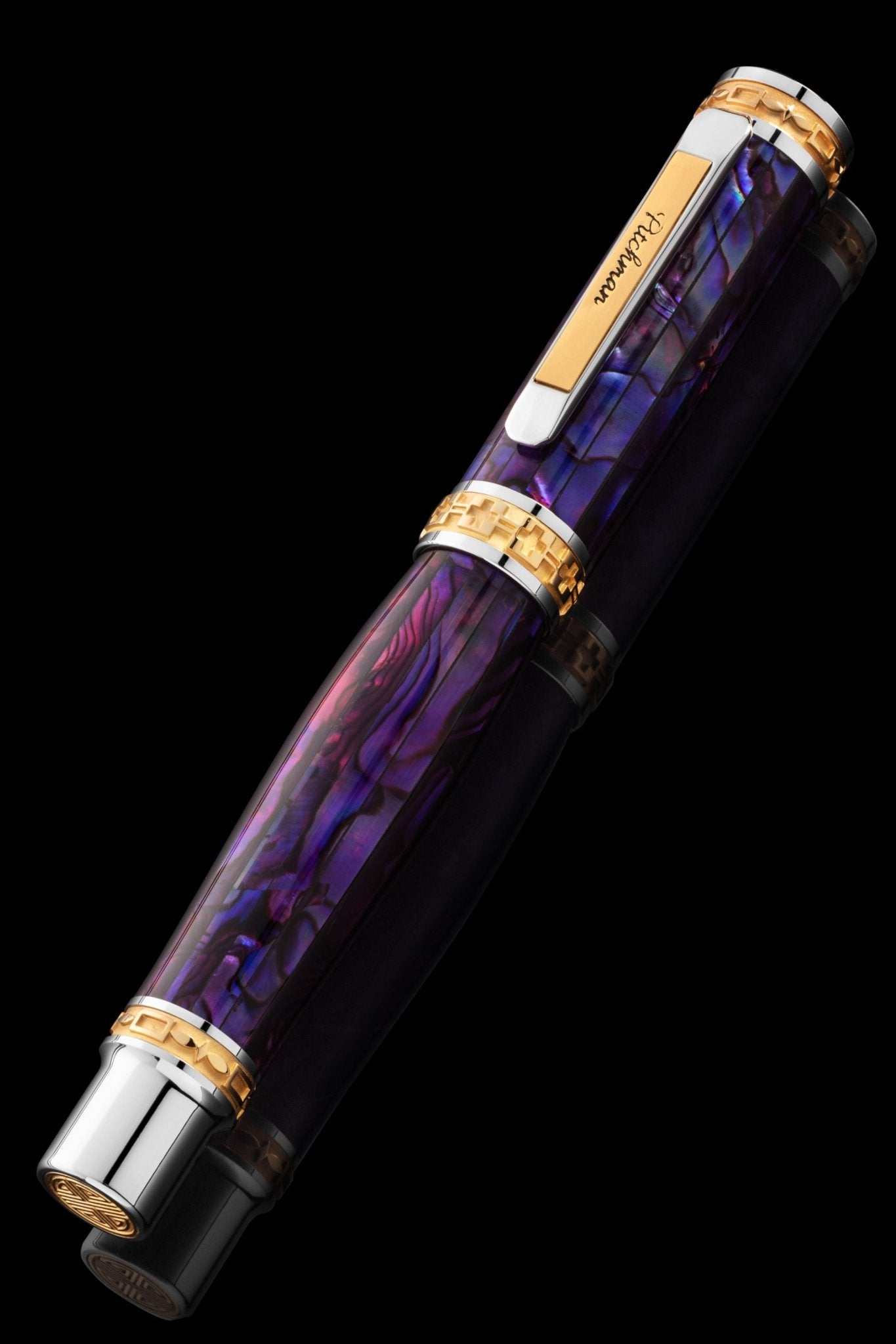 Handmade El Grande Purple Dyed Buckeye Burl outlet Rollerball Pen with Platinum Plating