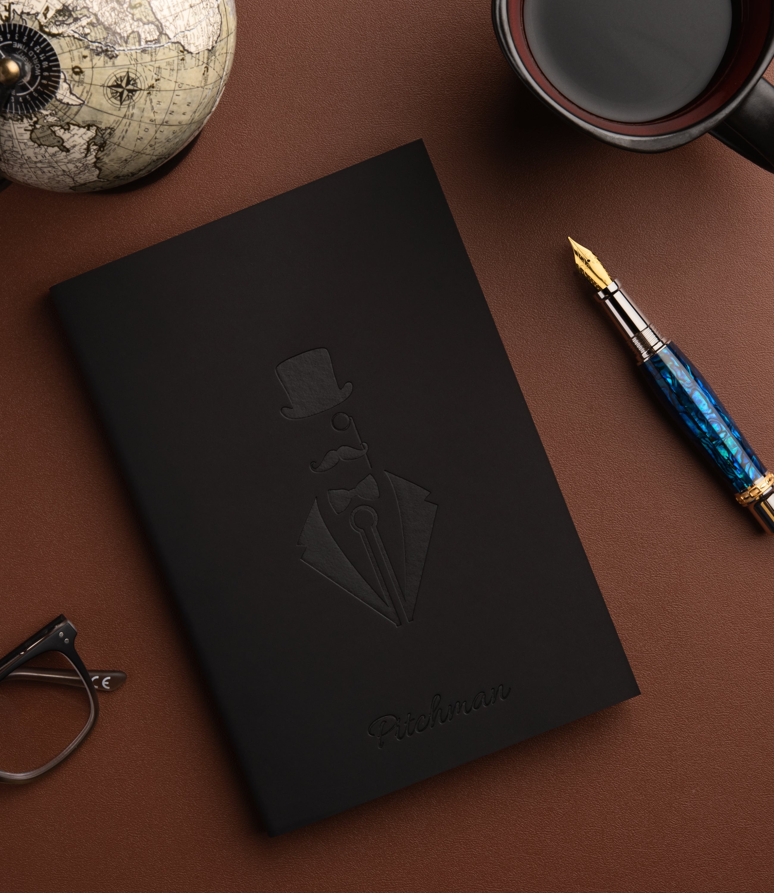 Pitchman Fine Stationary Journal - Black Leather