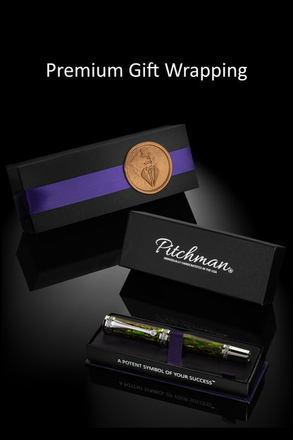 Tycoon Lustrous Green Gold Abalone Shell Fountain Pen