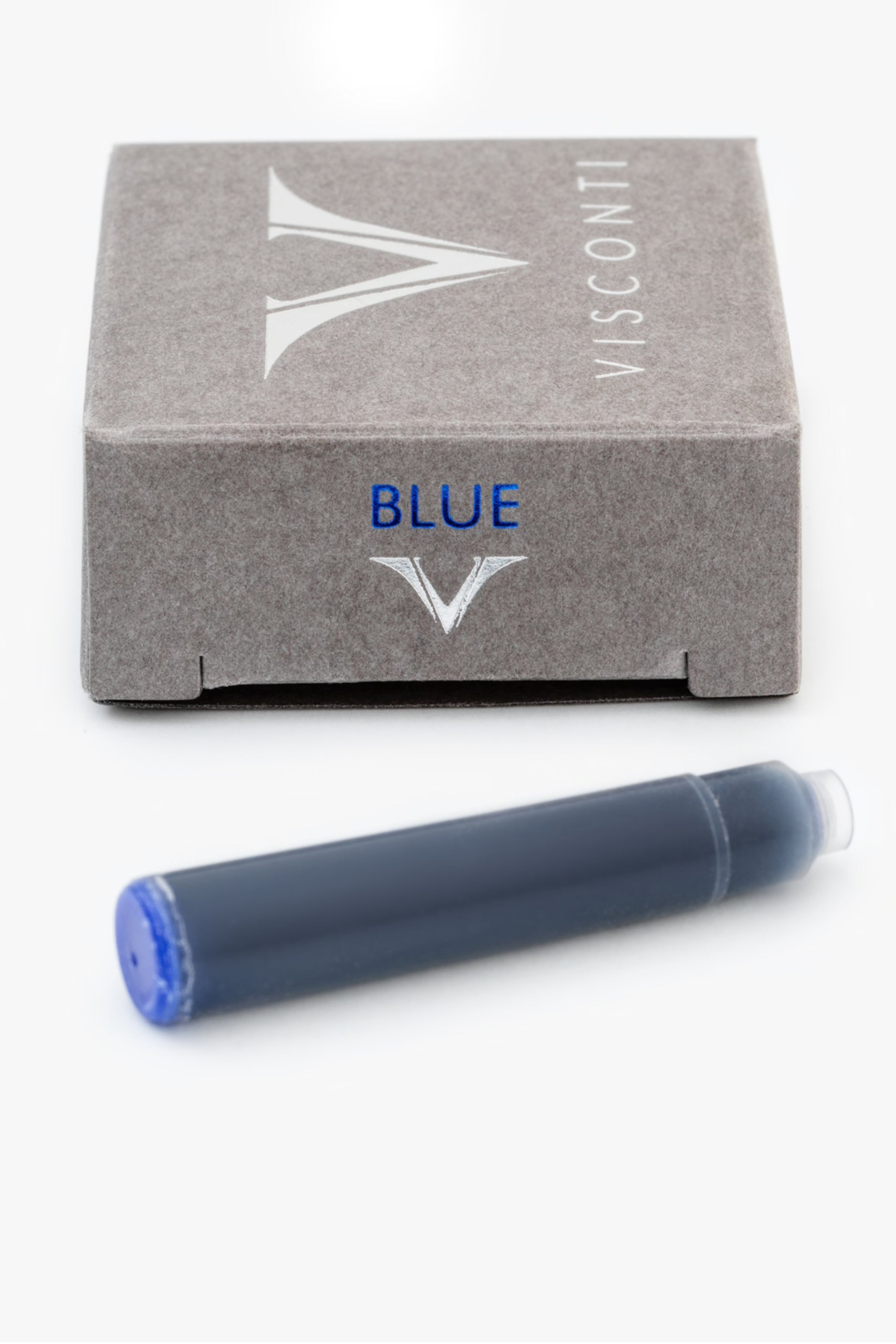 Visconti Blue Ink Cartridges. Standard International Short - box of 10