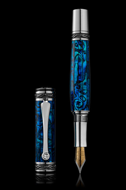 Pitchman Tycoon Sapphire Fountain Pen | High End Luxury Gift | Fancy Fountain Pen