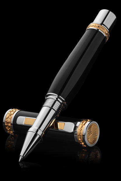 Pitchman Closer Black Rollerball Pen: Unique corporate gift, American-made, ideal for men, executives, and client thank-you gestures