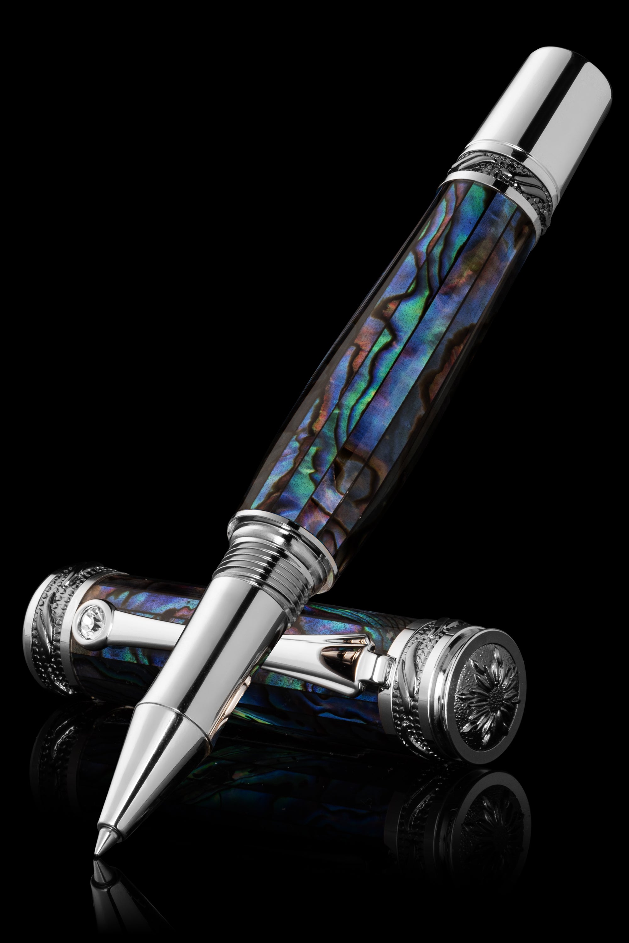 Tycoon Lustrous Blue Abalone Shell Rollerball Pen