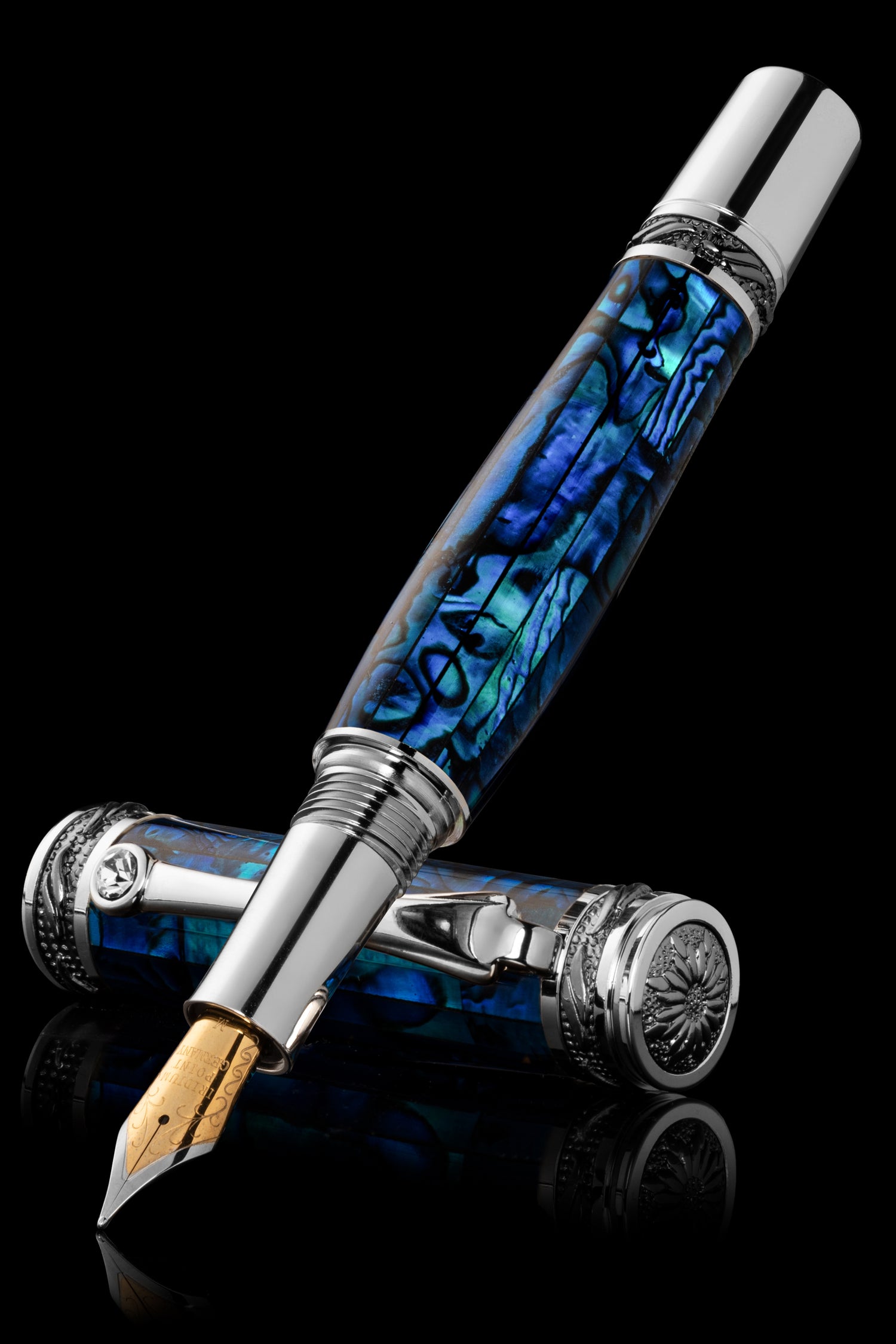 Pitchman Tycoon Sapphire Abalone Shell Fountain Pen | A high end signature pen | Fancy Fountain Pen