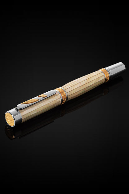 Fancy Pen | Pitchman Rainmaker LUXE White MOP Rollerball Pen