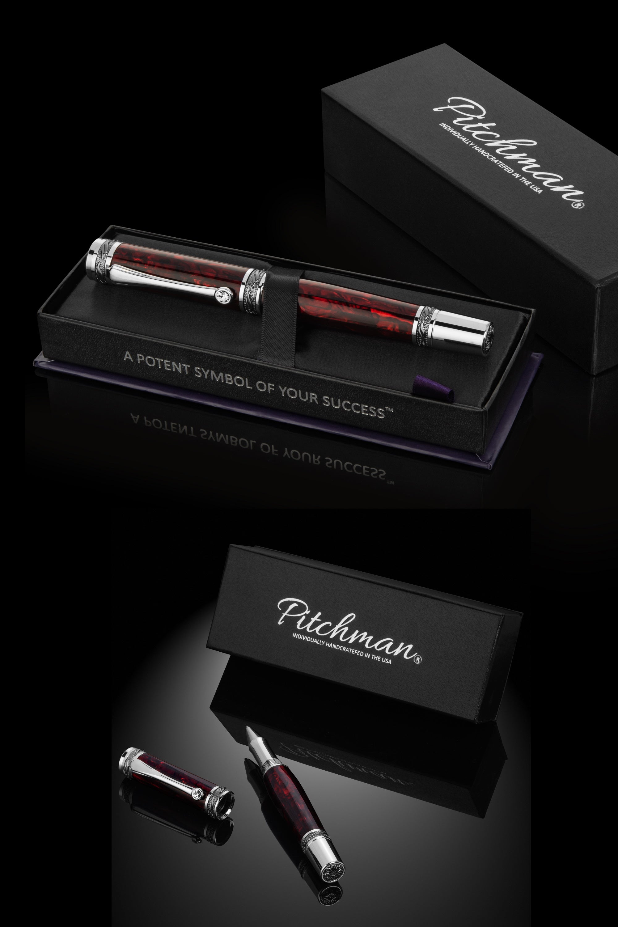 Tycoon Lustrous Red Abalone Shell Fountain Pen