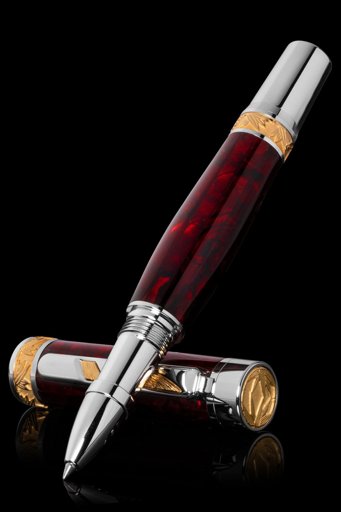 Pitchman Rainmaker Red Abalone Rollerball Pen - Fancy Pen