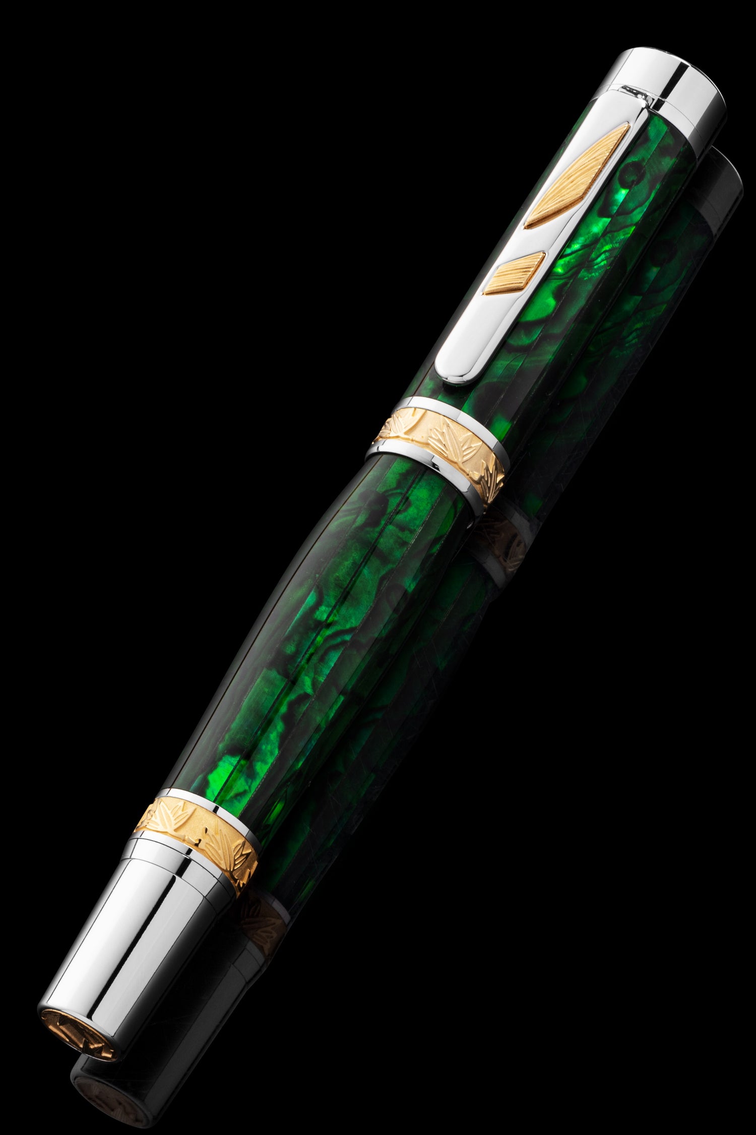Pitchman Rainmaker Emerald Abalone Shell Fountain Pen - An Elegant Handcrafted Luxury Pen