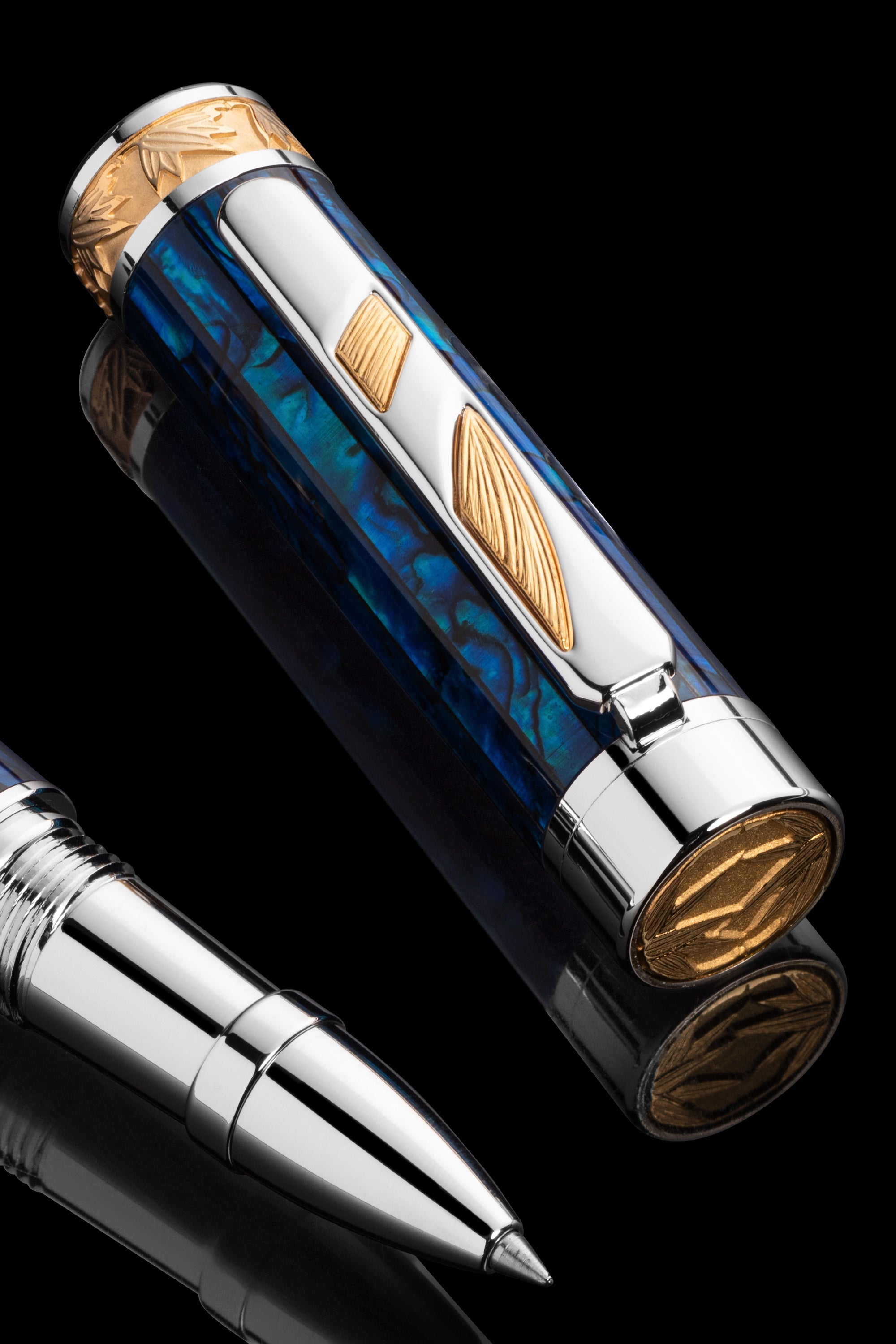 Rainmaker Sapphire Abalone Shell Rollerball Pen