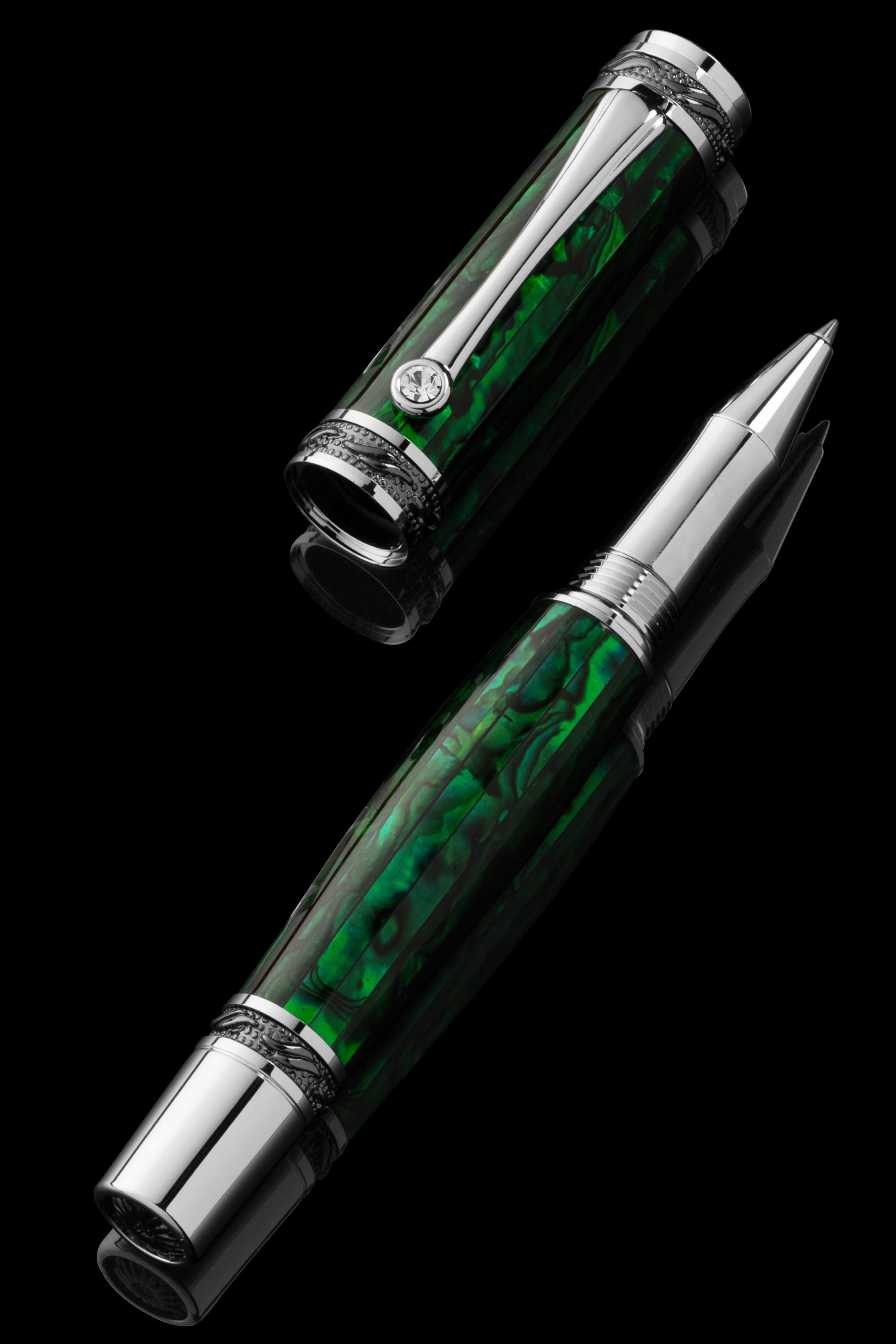 Tycoon Lustrous Emerald Abalone Shell Rollerball Pen