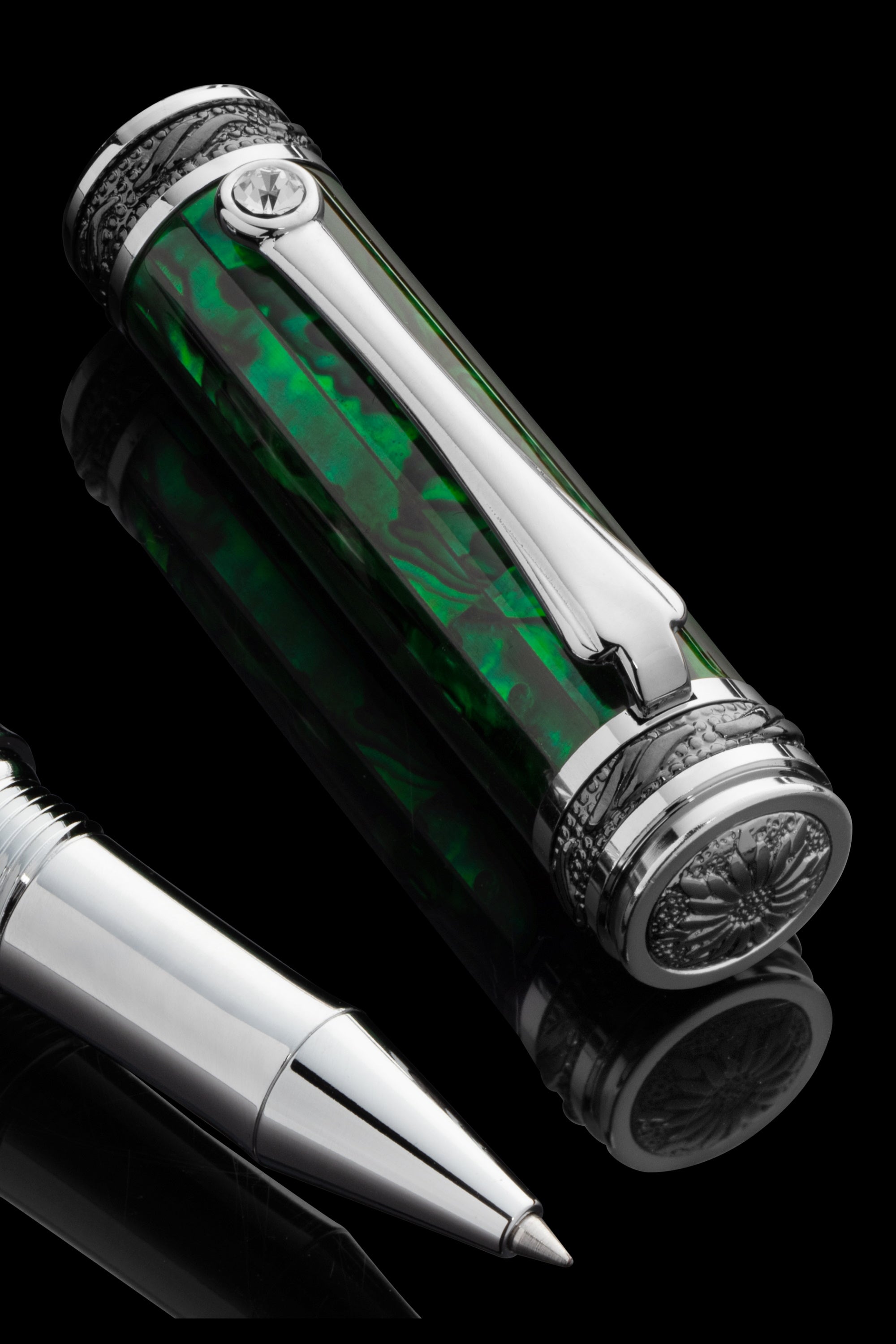 Tycoon Lustrous Emerald Abalone Shell Rollerball Pen