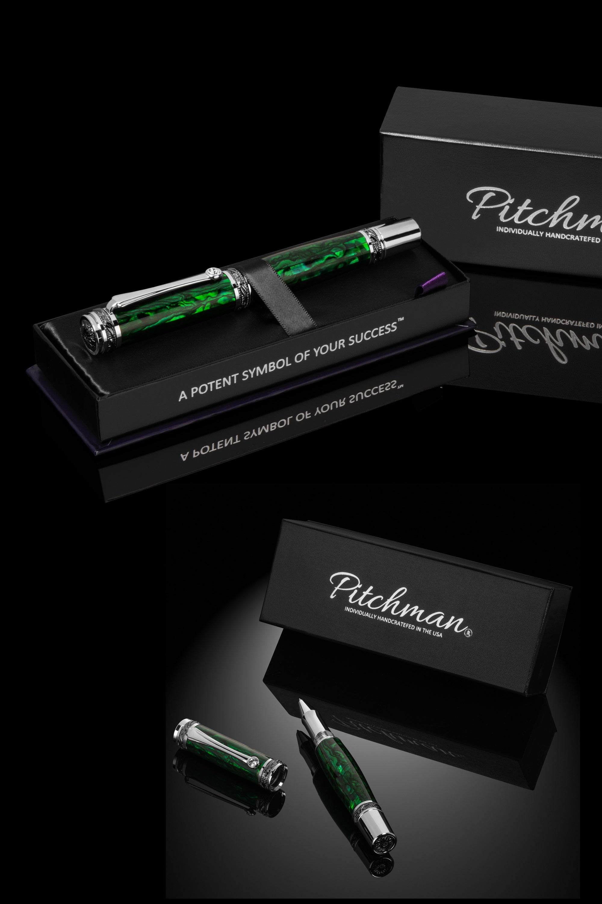 Tycoon Lustrous Emerald Abalone Shell Fountain Pen