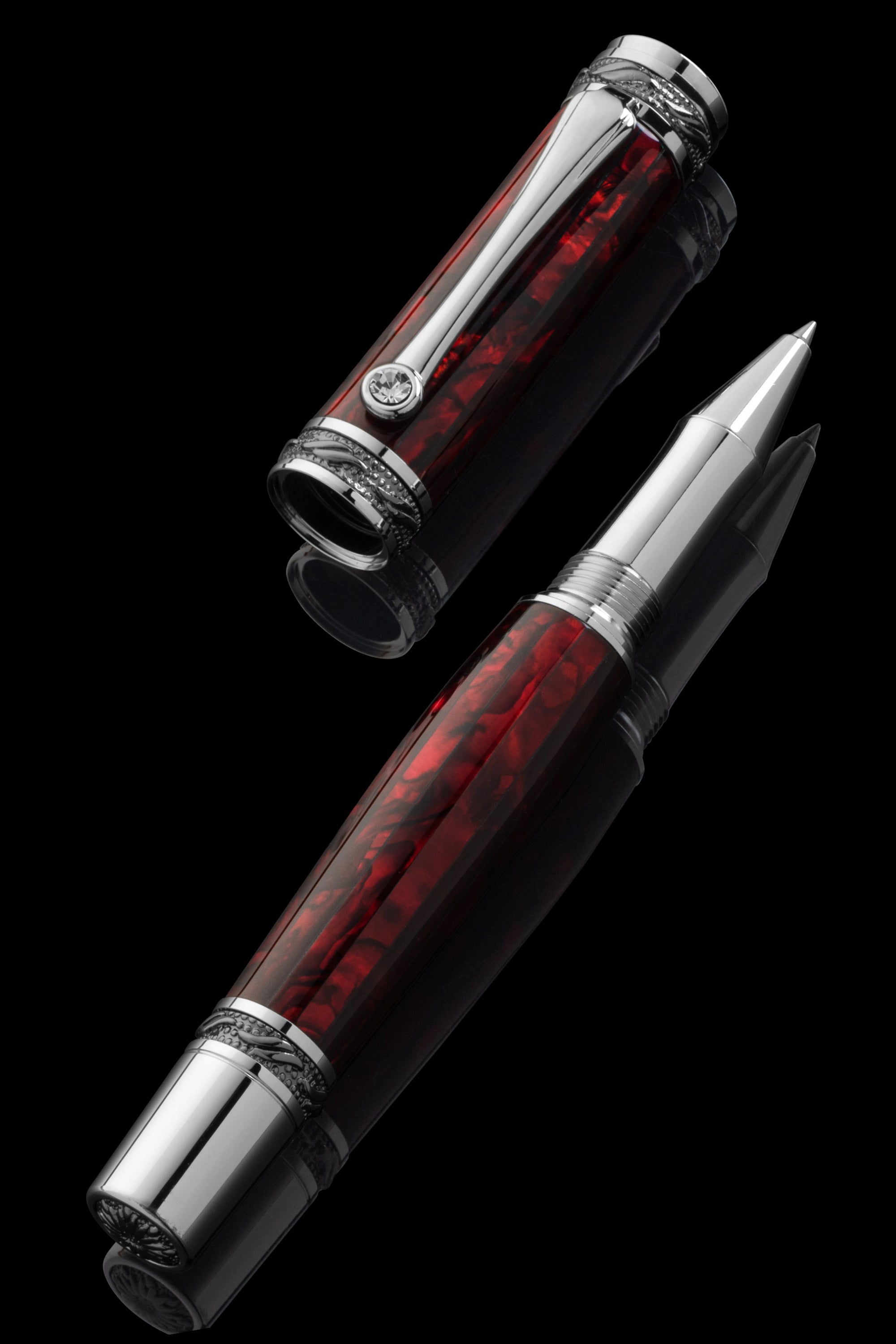 Tycoon Lustrous Red Abalone Shell Rollerball Pen