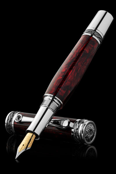 Luxury Fountain Pen | Pitchman Tycoon Red Abalone Fountain Pen
