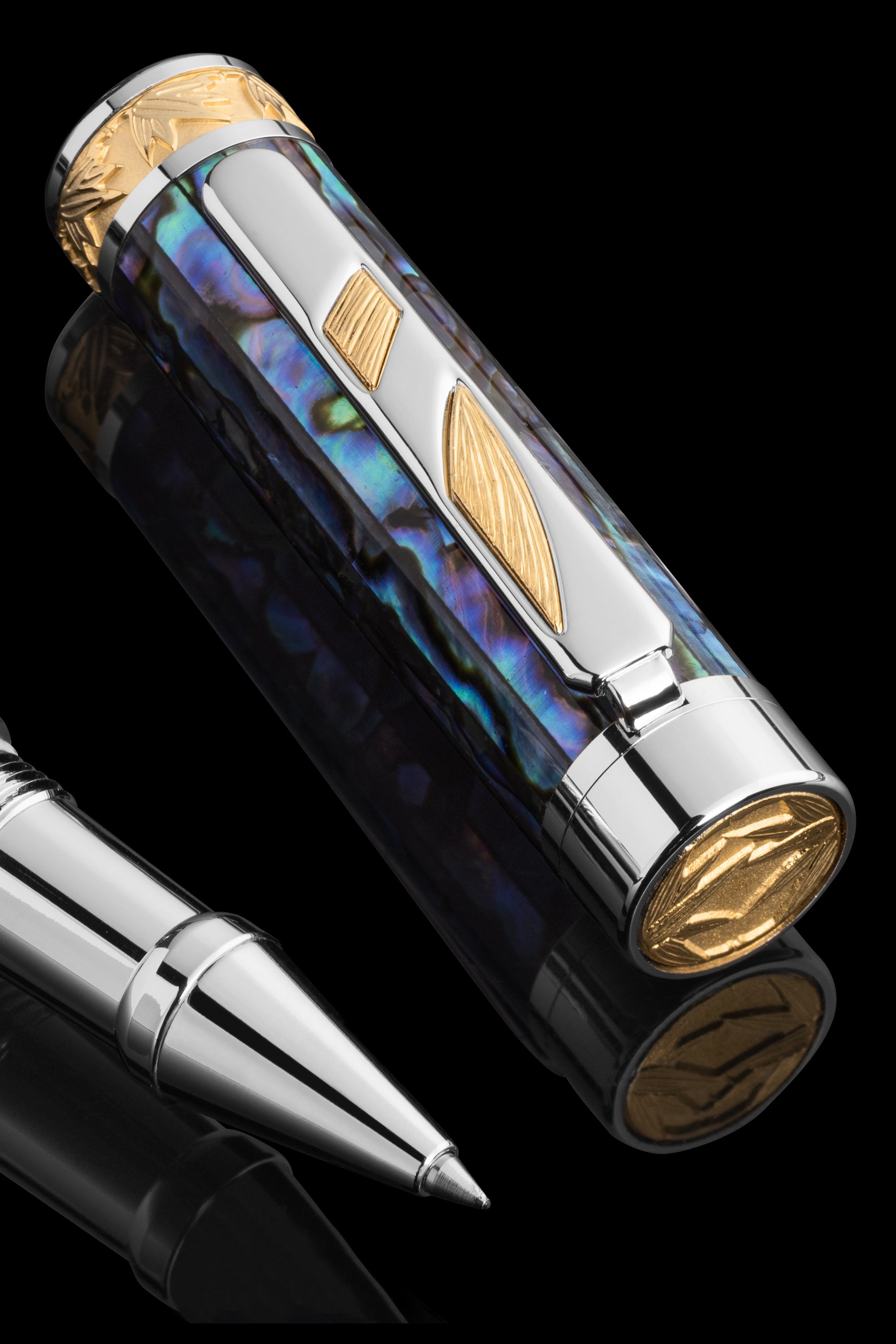 Rainmaker Blue Abalone Shell Rollerball Pen