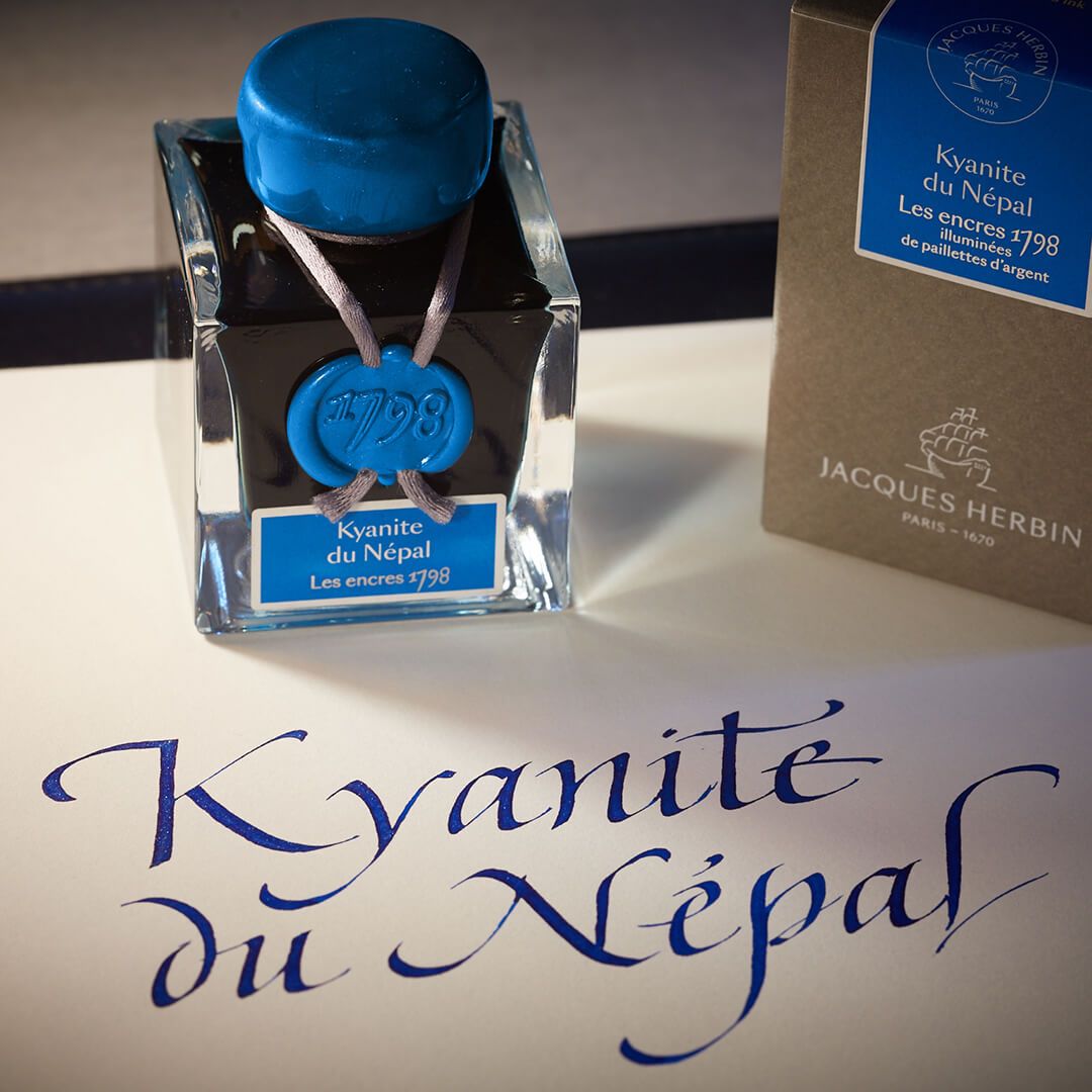 J. Herbin 1798 Fountain Pen Ink - &quot;Kyanite du Népal&quot; (Kyantie of Nepal) Ink - 50 ml. Bottle